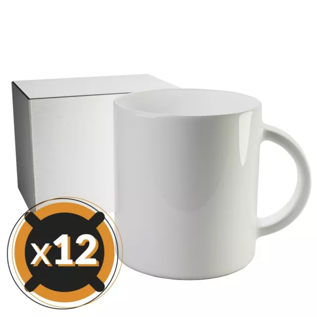 PixColor - 12 Tazas para sublimación blancas | Categoría AAA | 350 ml | Cricut