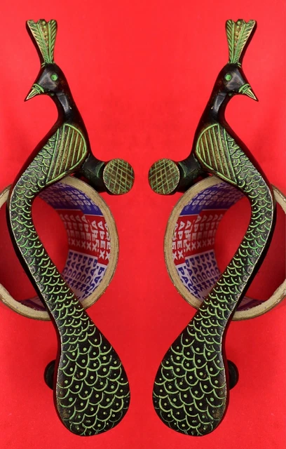 Peacock Pair Shape Antique Style Handmade Brass Door Pull Handle Knob Home Décor