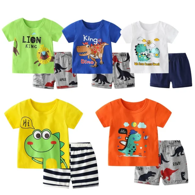 Baby Boys Summer Clothes Toddler Kids Cartoon T-Shirt Shorts Casual Wear Outfit