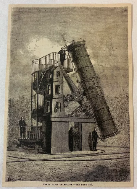 1877 Magazin Gravur ~ Großartig Paris Telescope