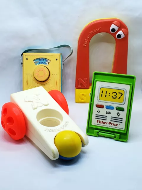 Vintage Fisher Price Baby Toys Lot Of 4 Pocket Radio Magnet Click N Clatter etc.