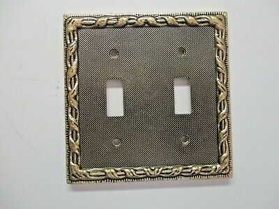 Spain Genuine Solid Brass Embossed 2-Gang Wall Box Switch Plate Cover Vintage