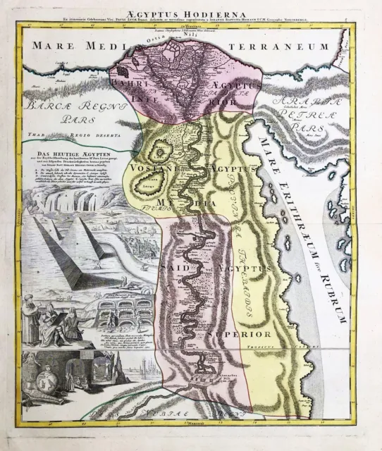 Ägypten Egypt Nil Alexandria Cairo map carte Karte Homann engraving 1720