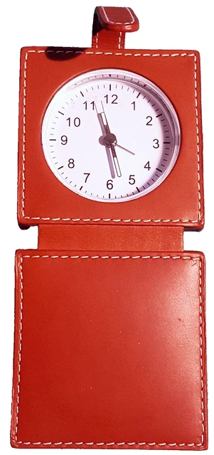 Réveil de poche - réveil de voyage - Alphalux - boite effet cuir - noir