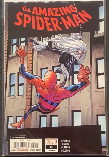 Amazing Spider-Man #8 2ND PRINT Black Cat Variant Marvel 2018 VF/NM Comics