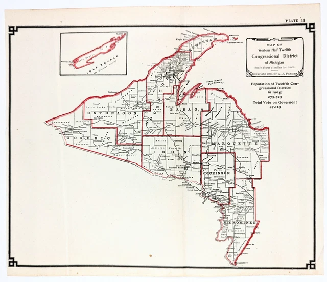 1905 Upper Peninsula Map