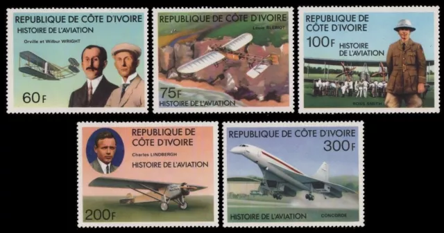 Elfenbeinküste 1977 - Mi-Nr. 511-515 A ** - MNH - Flugzeuge / Airplanes