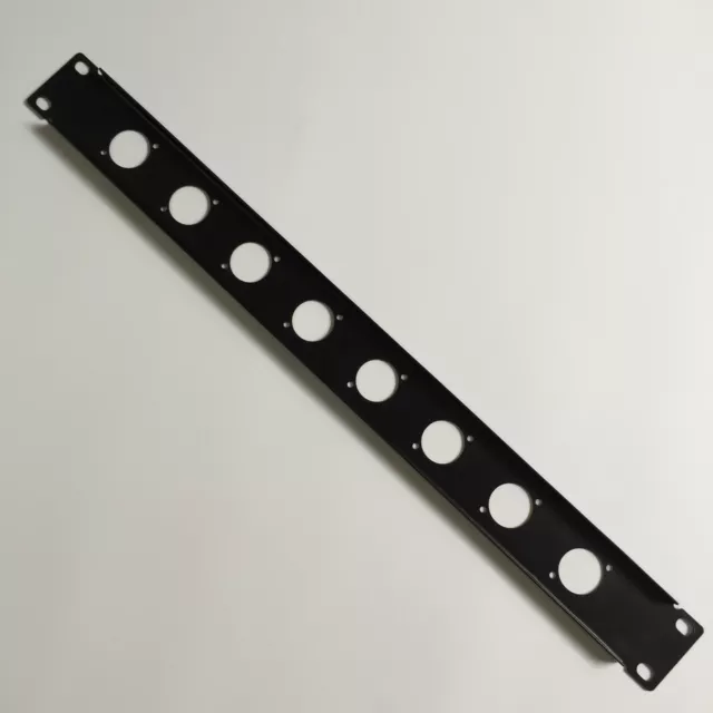1U Single Space Black Heavy Duty Rack Case Panel w/ 8 XLR Cutouts 19" (481mm)