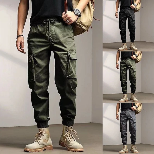 Pantalon De Chantier Homme Cargo - Taille Élastique Avec Ceinture - Poches Multiples - Idéal Travail, Randonnée, Style Militaire - 10