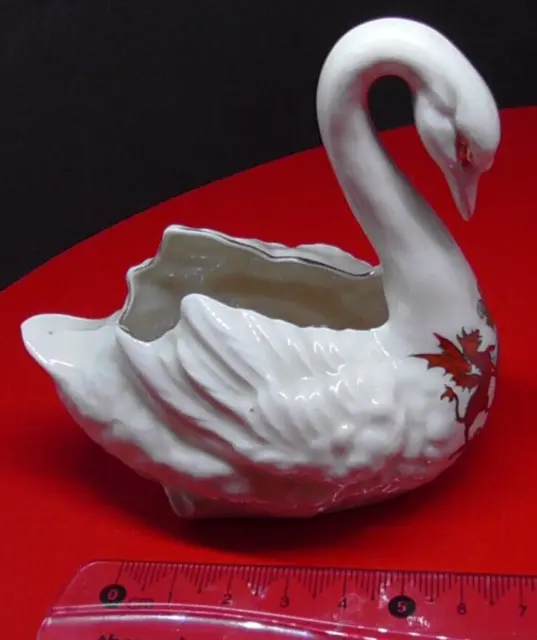 Crested China Arcadian China Swan Bird Blaenavon Wales Welsh Good Condition