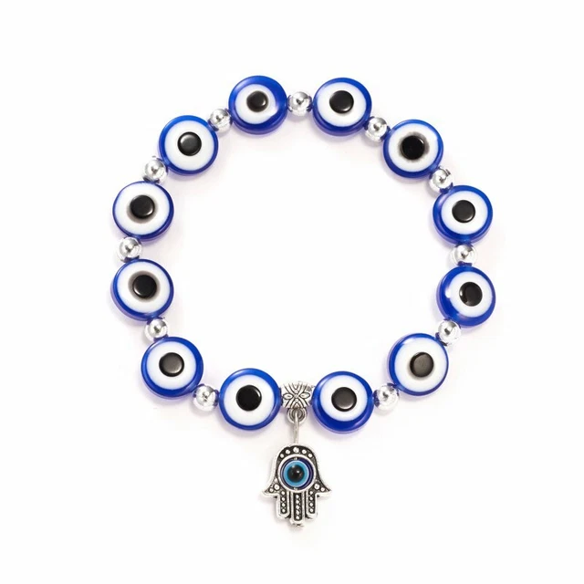 Turkish Evil Eye Charm Blue Beads Lucky Elastic Bracelet Women Men Jewelry Gifts