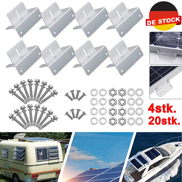 Produktbild von Solarmodul Z-Halterung Aus Aluminium – 8er Set, PV-Montageklemmen Für Wohnmobil, Boot & Wand, Inkl. Schrauben Und Muttern