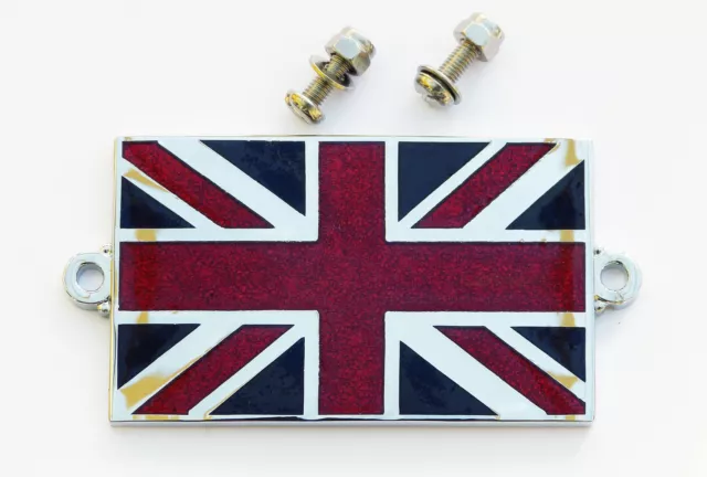 Emaille & Chrom Oldtimer Abzeichen GB Union Jack Flagge Mit Edelstahl Schrauben