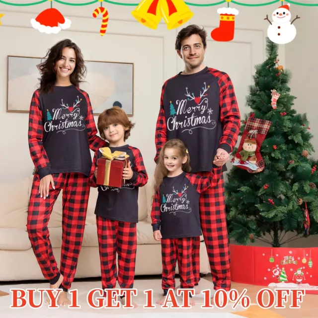 UK Family Matching Christmas Pyjamas Adult Kids Xmas Nightwear Pajamas Pjs Set