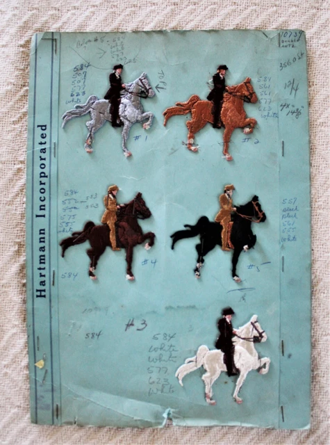 5 Different Vintage Jockey Horse Show Riders Embroidered Patches / Hartman Inc.
