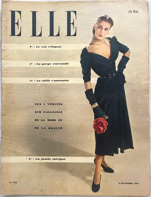 ELLE n° 103 du 4 Novembre 1948 ancienne revue de mode couture pour Femme