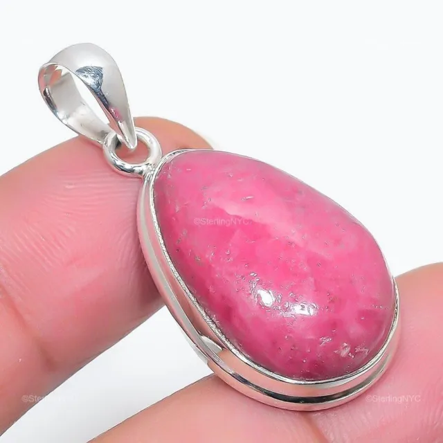 Gift For Women Jewelry Pendant 925 Sterling Silver Natural Rhodonite Gemstone