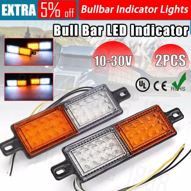 Pair LED Bullbar Indicator Tail Lights Front Park DRL Light For ARB TJM Lamp AU