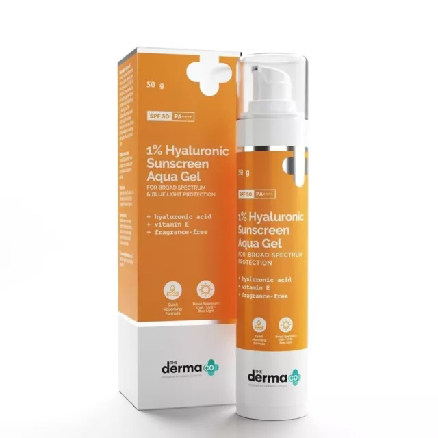 The Derma Co 1% Hyaluronic Sunscreen Aqua Ultra Light Gel avec SPF 50...