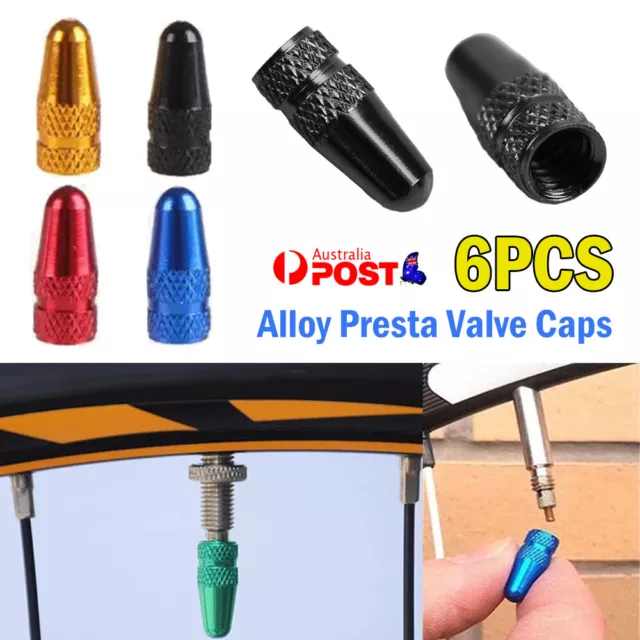 6pcs Alloy Valve Caps - FRENCH - Bicycle Bike - Colour Ano Anodized For Presta