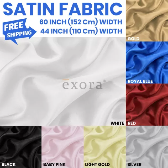 Silky Satin Dress Craft Fabric Plain Luxury Wedding Material 110cm & 152cm Wide