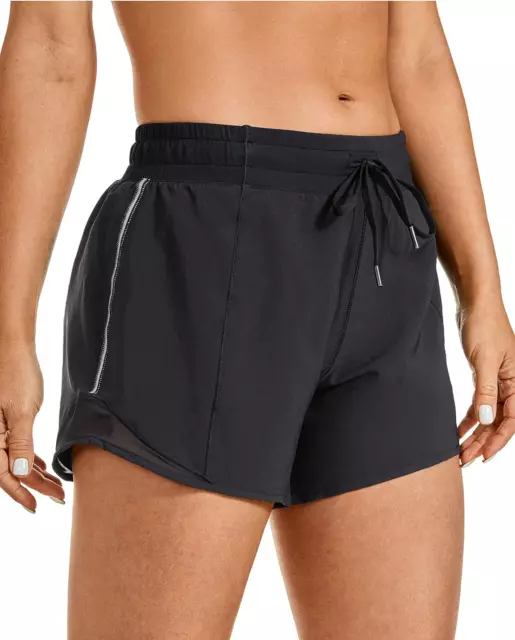Short de sport pour femme avec poche zippée, short doublé 2,5"/4" pour...