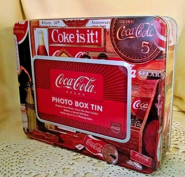 Coke Tin Photo Box With Lid Vintage Ads Items Coca Cola Tin Box Co Frame 5 X 3.