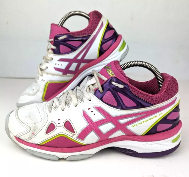 Womens Asics Gel-Netburner 18 Netball Shoes Size UK 6 D Wide EU 39.5 White Pink