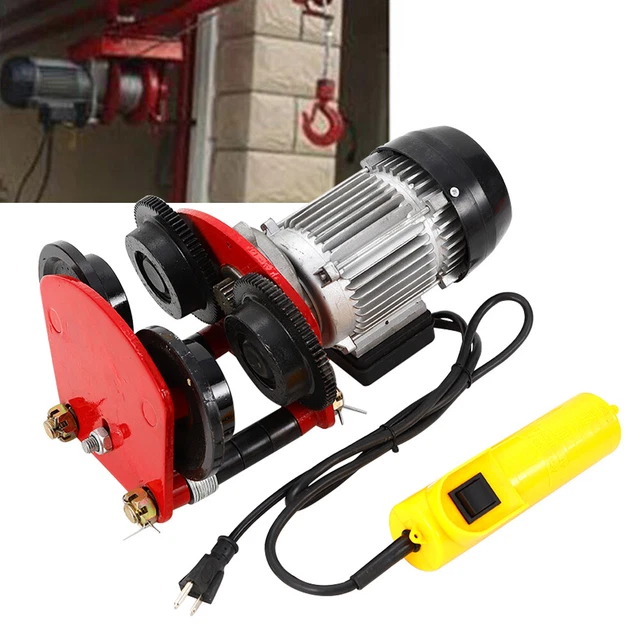Wire Rope Hoist w/ Trolley & L-beam Links 2200lbs 3m/10ft Work Height 500W SALE