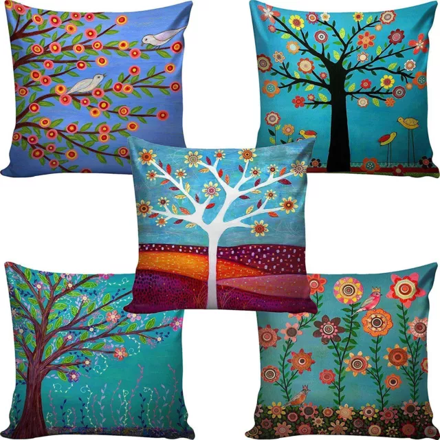 Ensemble de 5 housses de coussin en coton et laine, coussins indiens...