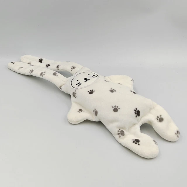 Doudou plat lapin blanc empreintes grises Double face CATIMINI - 31479