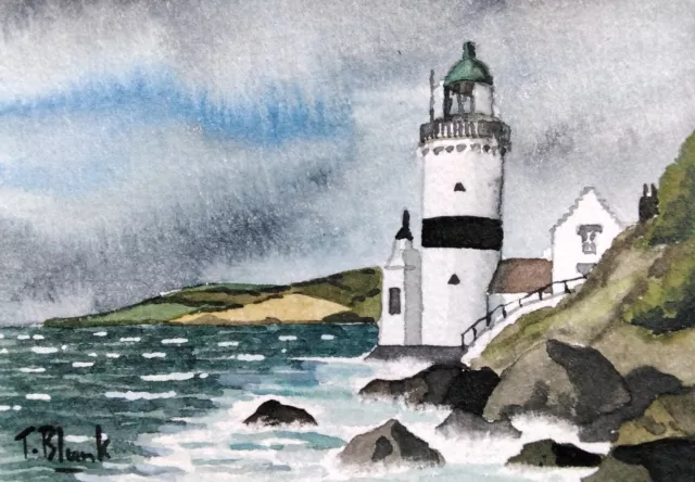 ORIGINAL AQUARELL - Cloch Leuchtturm, Schottland