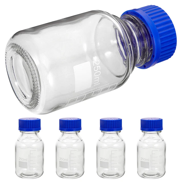 4 piezas botella de reactivo de vidrio botellas de vidrio vacías botella de almacenamiento de vidrio completado con Sc