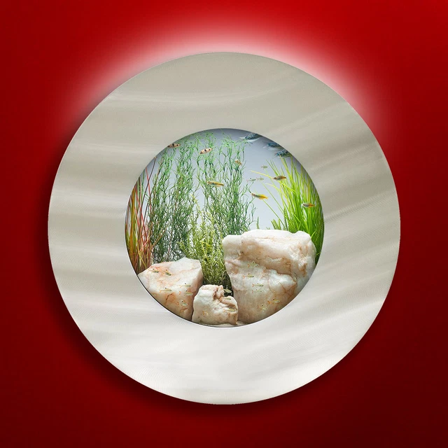 New! Original Aussie Aquarium - Porthole Brushed Aluminum Wall Mounted Fish Tank