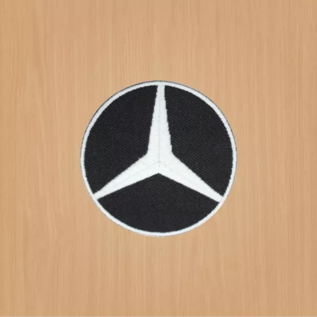 embroidery patch Iron on sew on patch, Mercedes white patch round, Cars patch