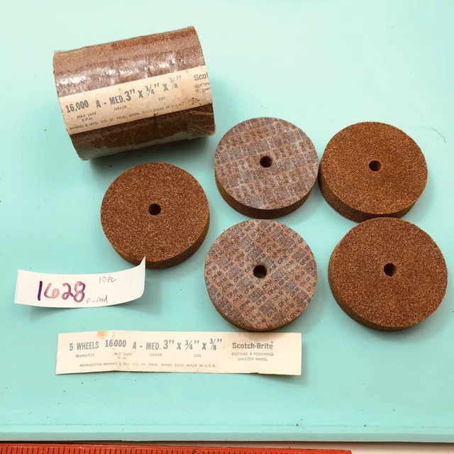 10 Pack  Scotch Brown 3X3/4X3/8 IN Cutting/Polishing/Deburring Wheels Course