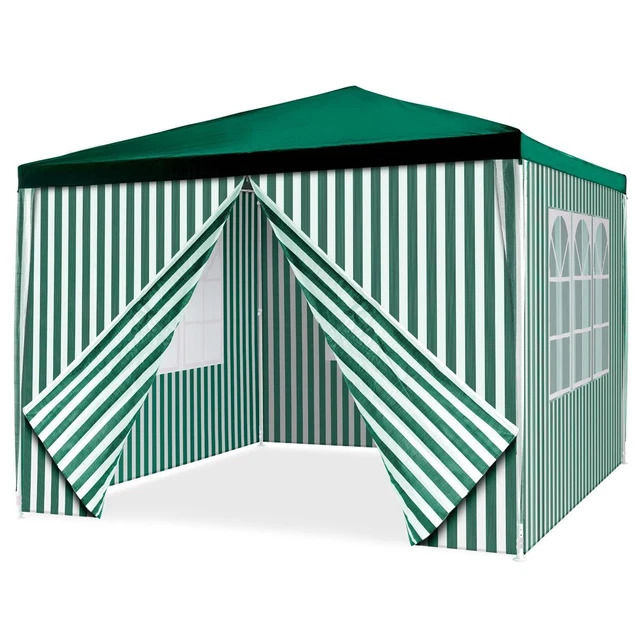 Pavillon Partyzelt 3x3m grün weiß wasserdicht +4 Seitenteile  Marktzelt Festzelt