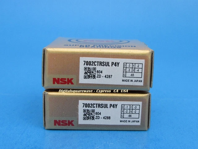 NSK 7020A5TRDULP4Y Abec-7 Super Precision Spindle Bearings. (Set of Two NSK 7020A5TRDULP4Y Abec-7 Super Precision Spindle Bearings. (Set of Two