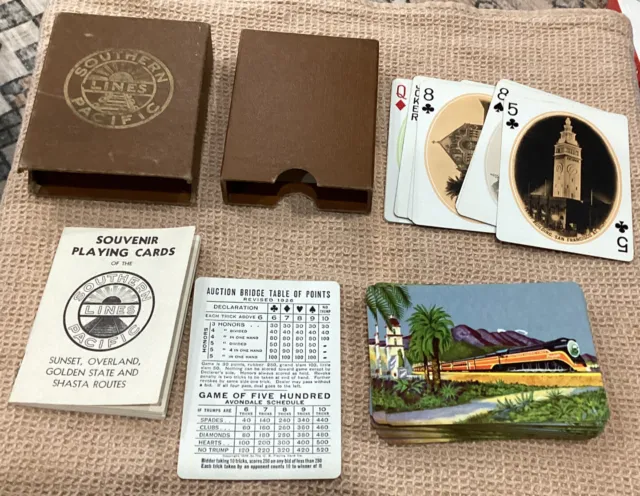 Vtg. Souvenir Playing Cards, Southern Pacific Railroad Lines, Complete DAYLIGHT