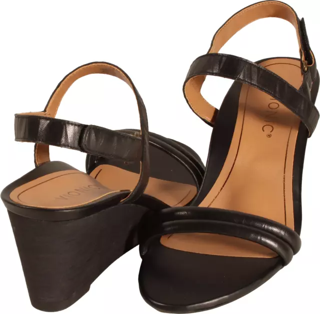 Vionic Emmy Womens Wedge Heel Sandal Black Embossed Leather US Size 8.5 M
