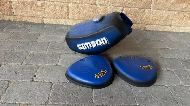 Simson S50 S51 Tank Set Blau Original DDR Kraftstoffbehälter Seitendeckel