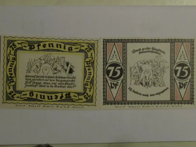 Deutschland Notgeldscheine. Stolzenau 5x50, 2x75 Pf