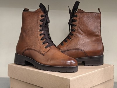 CLARKS AFON LACE Dark Tan Leather 
