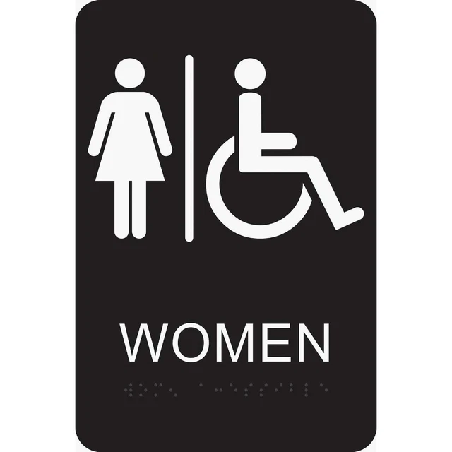 Hy-Ko Deco Series Plastic Braille Restroom Sign, Women Handicapped DB-2 Pack of