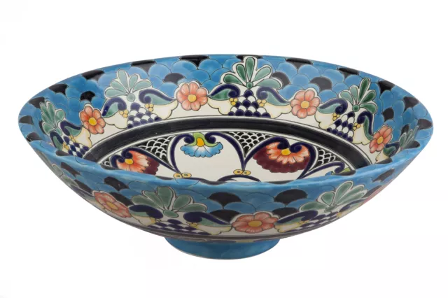 Lavabo à Poser En Céramique Fait Main Bleu Décoratif Vasque Talavera - La Reina