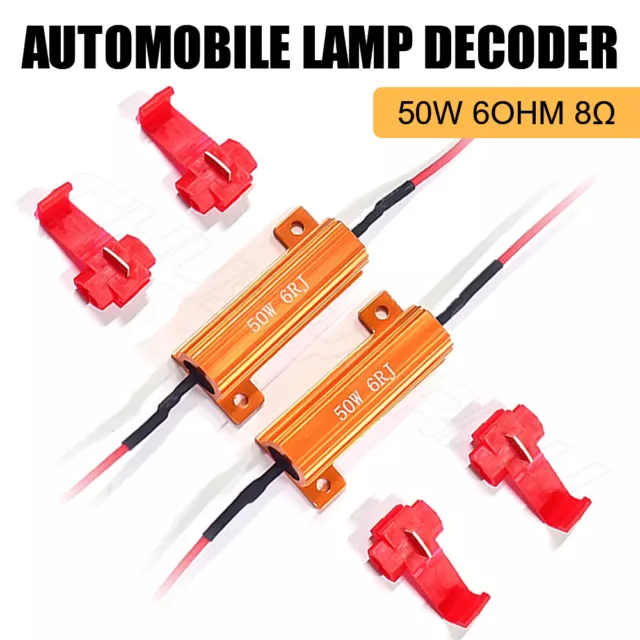 2x 50W 6 ohm Load Resistor Fix LED Bulb Fast Hyper Flash Turn Signal Blink