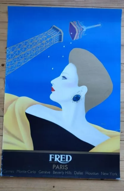 Original Fred Jewellers (Juweliere) Paris von Razzia Original französisches Reiseplakat