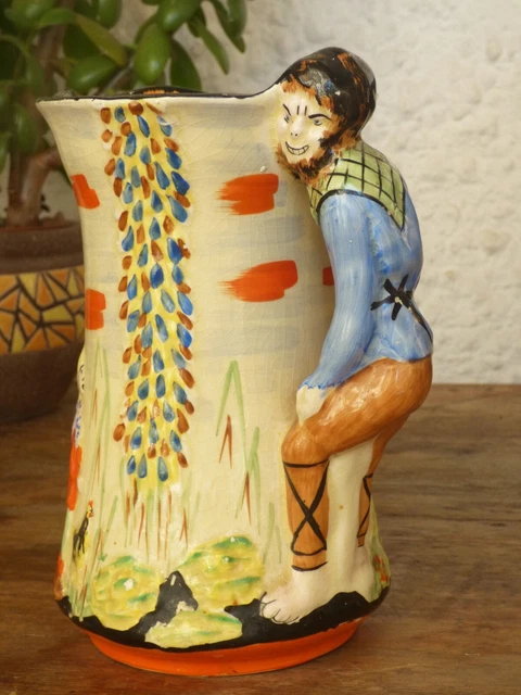 Vintage Character Jug Pitcher Vase Jack & Beanstalk 20th Century Art Deco Retro  3