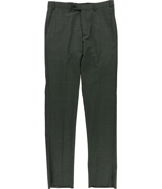 Vince Camuto Mens Slim Fit Wool Dress Pants Slacks, Grey, 29W x UnfinishedL