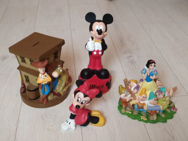 Lot de 4 tirelire Disney / Mickey Toy Story Minnie Blanche Neige et les 7 nains
